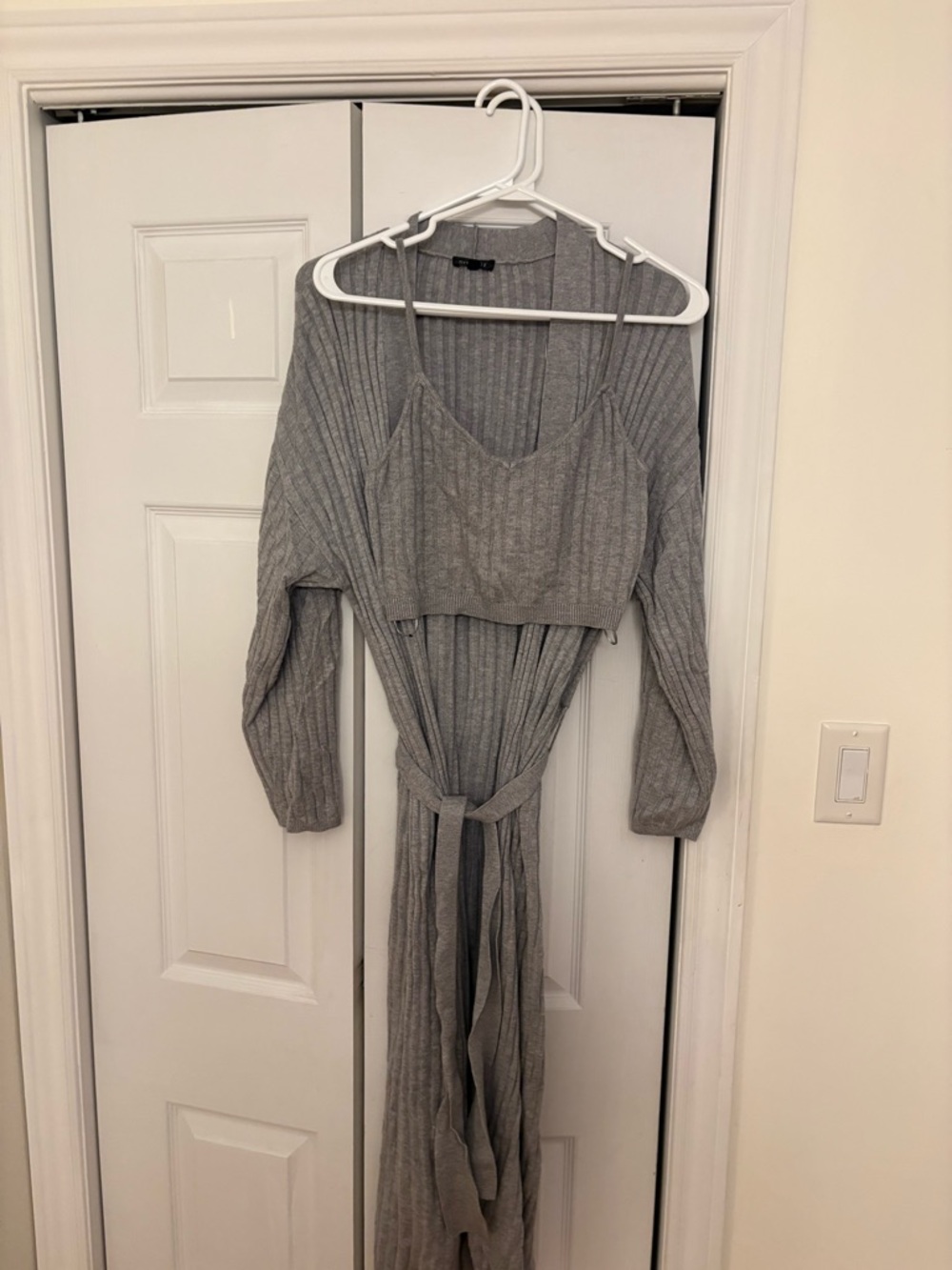 Dynamite Light Gray Ribbed Knit Cardigan - Picture 2 of 8